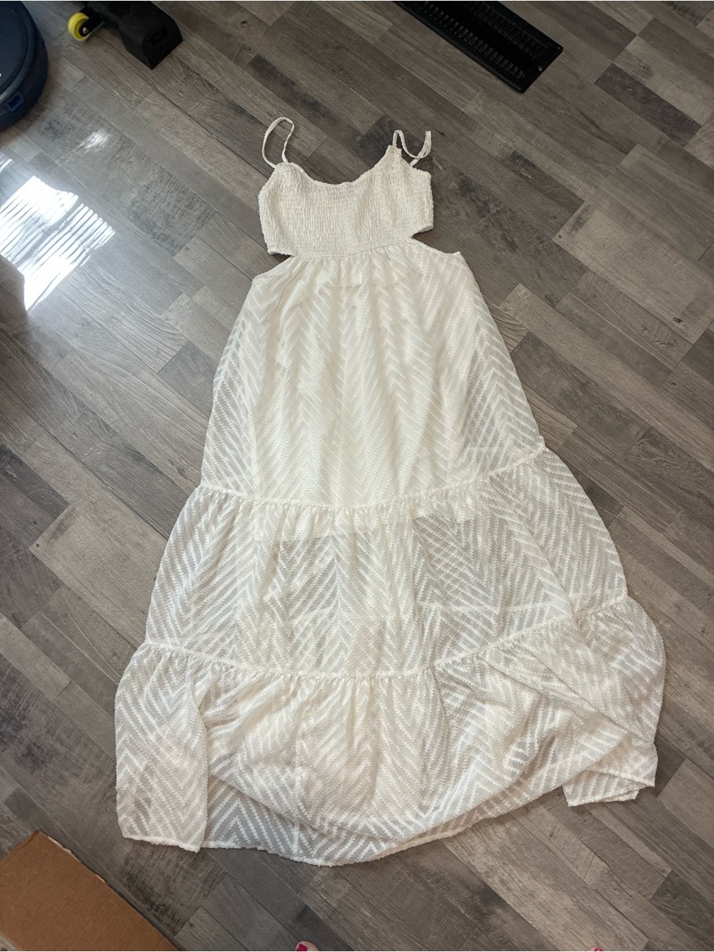 SHEIN white Cutout Maxi Dress with Smocked Bodice